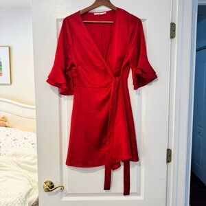 Francesca’s Miami Satin Red Dress Size Medium